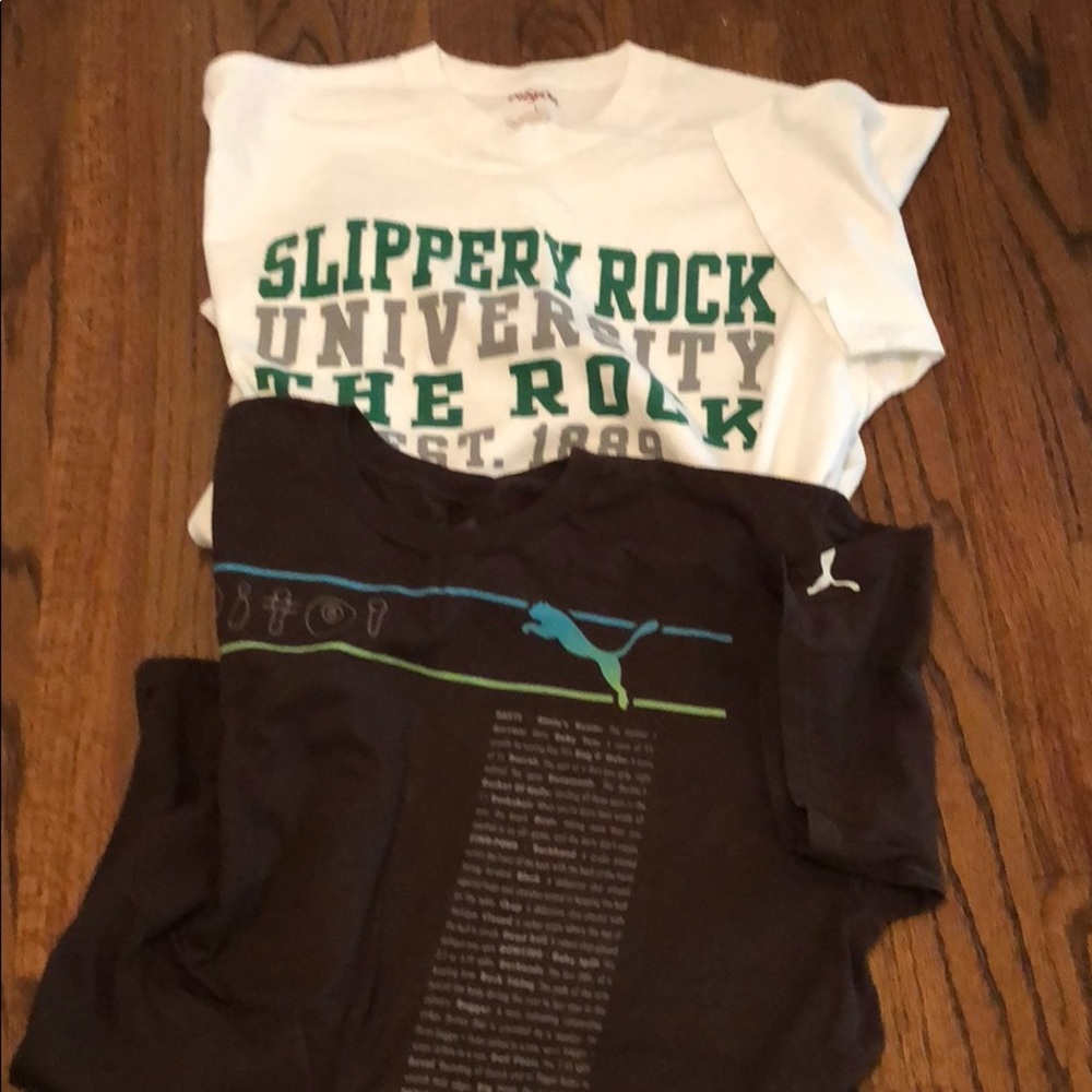Two Slippery Rock University short sleeve tees